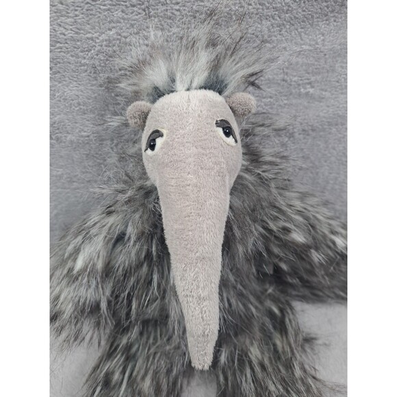 Jellycat Plush Arnie Anteater Retired Stuffed Animal Toy Shaggy Grey Gray Fur - Picture 2 of 11